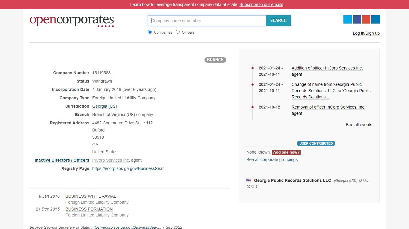 Georgia Public Records Solutions LLC :: Georgia (US) :: OpenCorporates